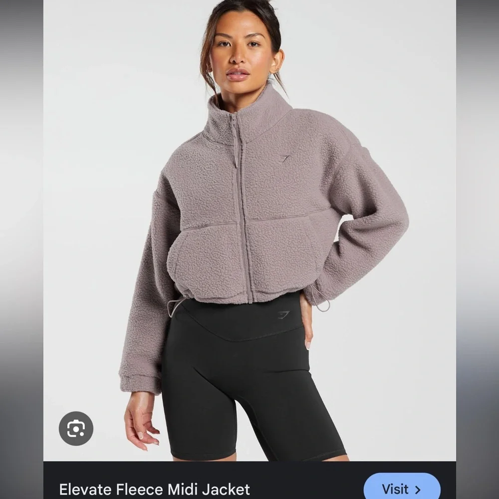 Gymshark Women’s Elevate Fleece Midi Jacket - Mauve - Picture 5 of 5